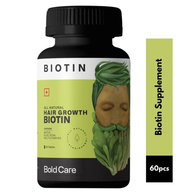 Bold Care Organic Biotin: Vitamins, Zinc & Aloe Vera Extract Tablets For Hair Growth & Strengthening