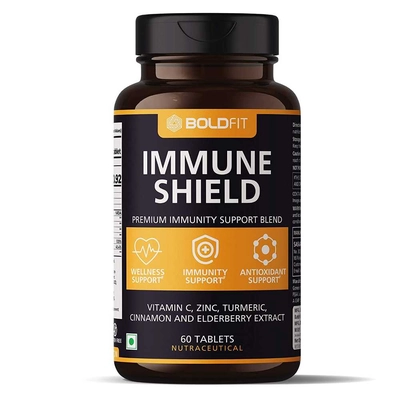 Boldfit Immunity Booster Supplements With Vitamin C, Zinc, Turmeric, Cinnamon & Elderberry Extract