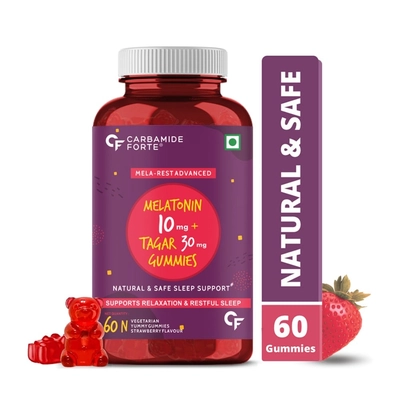Carbamide Forte Melatonin 10mg Gummies - With Tagara, L Tryptophan & Vitamin B6 | Sleep Aid Supplement