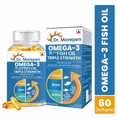 Dr. Morepen Omega 3 Deep Sea Fish Oil Triple Strength, 1250mg With 850mg Dha & Epa