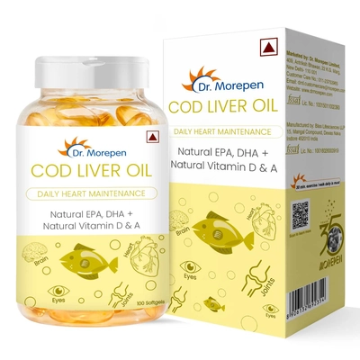 Dr. Morepen Cod Liver Oil Capsules With Natural Omega 3, Vitamin A & D