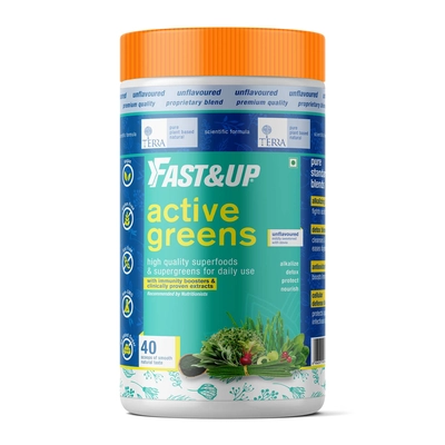 Fast&Up Active Greens, Plant Based Superfood Blend With Digestive Enzymes, Unflavored & Unsweetened