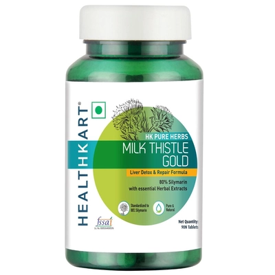 Healthkart Milk Thistle Gold With Dandelion, Kutki, Amla, Kasni, Punarnava And Licorice Extracts
