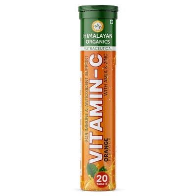 Himalayan Organics Vitamin C, Calcium, Amla With Zinc, Immunity Booster, Anti-oxidant Supplement - 20 Effervescent Tablets
