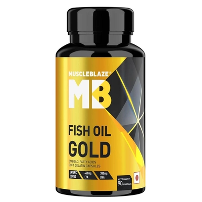 Muscleblaze Omega 3 Fish Oil Gold 1250mg - Triple Strength Formula (560mg Epa & 400mg Dha)