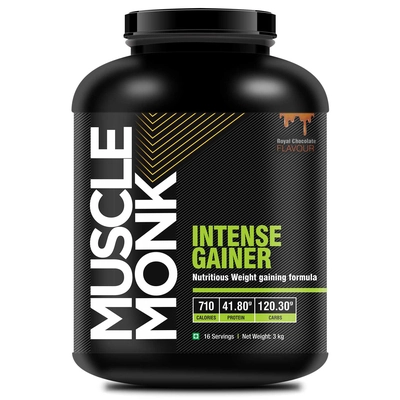 Muscle Monk Intense Mass Gainer With 120.3 G Carbs | 710 Kcal | 41.8 G Protein