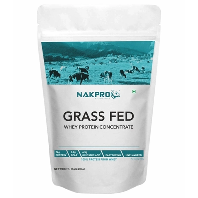 Nakpro Grass Fed Whey Protein Concentrate - 80% Pure Raw Supplement Powder