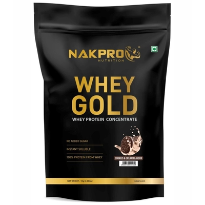 Nakpro Gold 100% Whey Protein Concentrate Supplement Powder, New