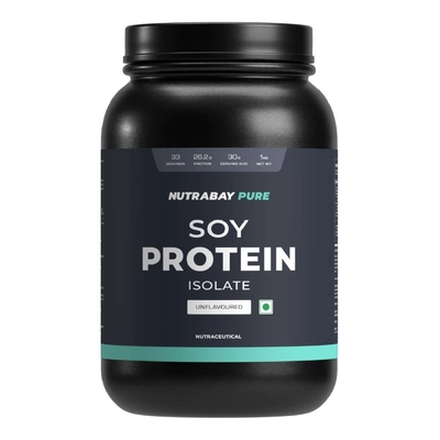Nutrabay Pure 100% Soy Protein Isolate - 1 Kg (2.2 Lb), Unflavoured