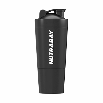 Nutrabay Single Cup Black Steel Shaker Bottle - 600 Ml