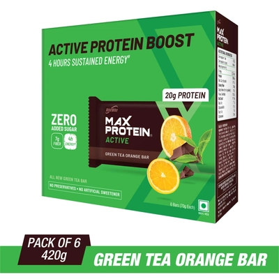 Ritebite Max Protein Green Tea Orange Active Bars