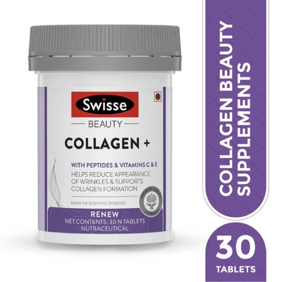 Swisse Beauty Collagen+ Supplement With Peptides & Vitamin C & E For Beautiful Skin