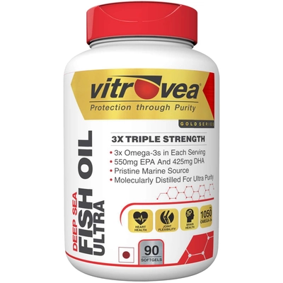 Vitrovea Deep Sea Fish Oil Triple-strength 1050mg Omega-3s 550 Epa & 425 Dha