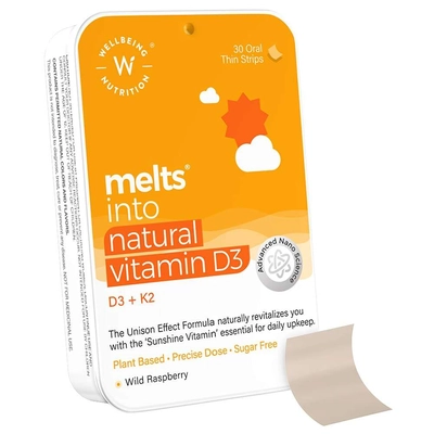 Wellbeing Nutrition Melts Natural Vitamin D3 + K2 (mk-7) With Organic Virgin Coconut Oil & Astaxanthin