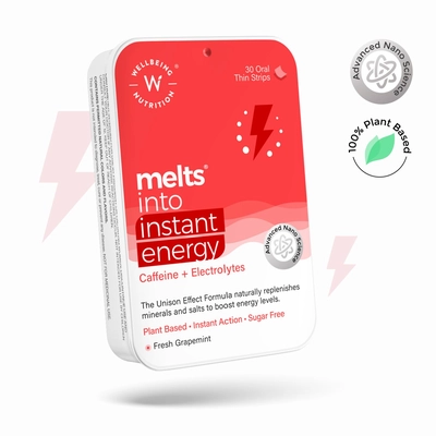 Wellbeing Nutrition Melts Instant Energy, 100% Plant Based Green Tea Caffeine, Essential Electrolytes And Vitamins