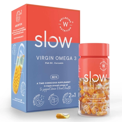 Wellbeing Nutrition Slow Extra Virgin Omega-3 | Epa, Dha & Curcumin In Advanced Triple Strength 1250mg Fish Oil